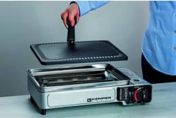 Kemper Smart grill Plancha - draagbare gas barbecue Tafelbarbecue Campingkooktoestel - incl. 2 gasflessen - Noodpakket item — thumbnail 5