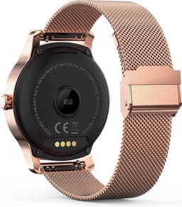 Belesy® SMART - Smartwatch Dames - Smartwatch Heren - Horloge - Stappenteller - 1.3 inch - Kleurenscherm - Full Touch - Bluetooth Bellen - Roségoud - Staal — thumbnail 6