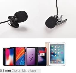 Spraakmicrofoon - Dasspeld microfoon - 3.5 mm - Laptop - PC - Geschikt voor intervieuws, opnames, handsfree bellen en Youtube videos - — thumbnail 2