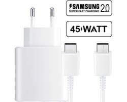 USB-C Oplaadstekker + USB-C naar USB-C Oplader - 2 Meter - 45W - Super Fast Charging - Universele Thuislader - USB-C - Adapter voor S24,S23,Note,S22, S21, S20, Tablet S7, Tablet S8