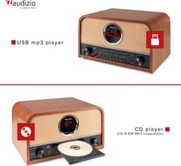 DAB radio met CD speler - Audizio Salerno - Retro radio met Bluetooth en mp3 speler - Stereo - 40W — thumbnail 4