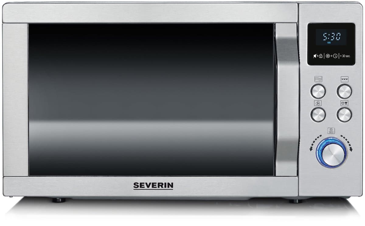 Severin MW 7774 Combi magnetron – Grill en Hetelucht tot 200 °C – EasySelect Bediening - 25 Liter- RVS — afbeelding 1