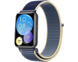 Nylon Smartwatch bandje - Geschikt voor Huawei Watch Fit 2 nylon bandje - ice blue - Strap-it Horlogeband / Polsband / Armband