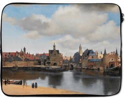 Laptophoes - Schilderij - Kunst - Oude meesters - Vermeer - Stad - Huis - Water - Laptop sleeve - Laptop case - Laptop - 17 Inch - Back to school spullen - Schoolspullen jongens en meisjes middelbare school - Macbook air hoes - Chromebook sleeve