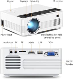 Bolture Mini Beamer - Beamers - Beamer - Projector - Beamer Projector - Beeldscherm - Projectiescherm - Beamer Scherm - 150 Inch — thumbnail 3