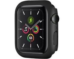 Strap-it PC Case bescherming - Geschikt voor Apple Watch case 44 mm - Hoesje geschikt voor Apple Watch 4/5/6/SE case - Mat zwart - iWatch cover voor maat 44 mm