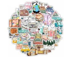 Winkrs - 50 vintage reizen travel/koffers travel koffers - Stickers voor laptop, auto, busje, journal, muur etc.