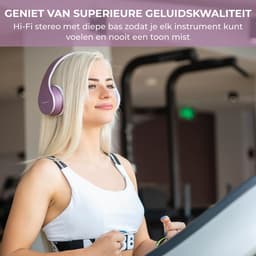PowerLocus P1 Bluetooth Koptelefoon – Draadloos – Over Ear – Met Microfoon – Inklapbaar - incl. Hoes – Wit/Paars — thumbnail 8