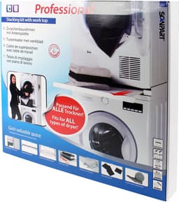 Scanpart tussenstuk voor wasmachine en droger met werkblad inclusief spanband - Ideaal voor zwaardere warmtepompdrogers - Geschikt voor AEG Bosch LG Miele Samsung Siemens Zanussi Whirlpool - Stapelkit - Universeel — thumbnail 2