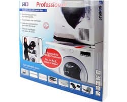 Scanpart tussenstuk voor wasmachine en droger met werkblad inclusief spanband - Ideaal voor zwaardere warmtepompdrogers - Geschikt voor AEG Bosch LG Miele Samsung Siemens Zanussi Whirlpool - Stapelkit - Universeel — afbeelding 1
