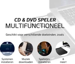 Externe DVD & CD Speler - Externe DVD Speler voor Laptop - Externe DVD Speler Geschikt Voor Windows, Linux & Mac - USB 3.0 - NIEUWSTE VERSIE DVD Speler — thumbnail 4