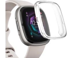 Geschikt voor Fibit Sense 2 Screenprotector + Hoesje - Volledige Bescherming - Beschermglas Geschikt voor Fitbit Sense 2 Screen Protector Glas