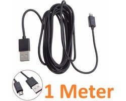 1 Meter Geschikt voor: Micro Usb kabel oplaadkabel Geschikt voor: Alcatel / LG / Motorola / Samsung / Huawei / Sony / E-reader Kobo / Playstation 4 Game Controller PS4 - Zwart