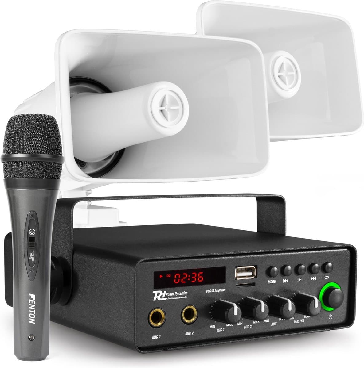 Omroepinstallatie auto - Power Dynamics - met 2 speakers en Bluetooth - 30W - 12V — afbeelding 1