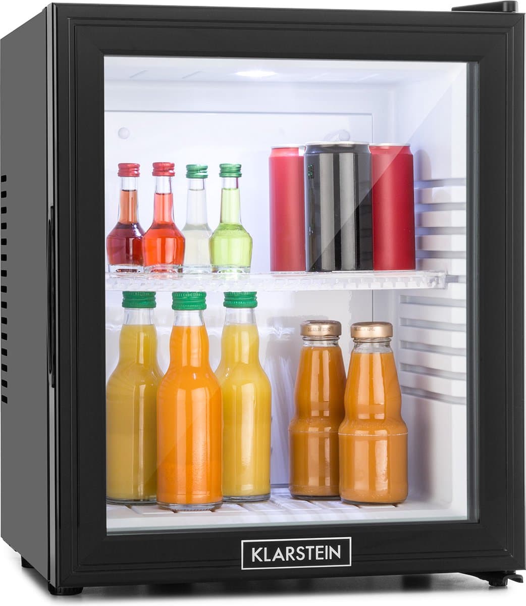 Klarstein Minibar Mini koelkast - 3 Temperatuurniveaus - volume: 30 Liter - 23 dB - Glazen deur - Zwart - Minikoelkast - Stil Compact - Verstelbaar Fluisterstil In Hoogte Verstelbaar - Mini Fridge - Hotelkoelkast - Kleine Koelkast — afbeelding 1