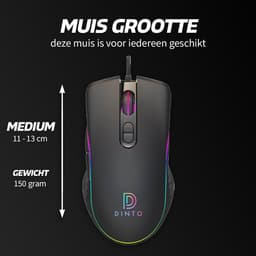 DINTO® Gaming Muis S103 - Optische - 6400 DPI - RGB - Game Muis — thumbnail 4