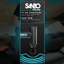 Sanbo Massage Gun Professioneel Prime - Met 5 Opzetstukken - Incl. Koffer - Massage Pistool - Massage Apparaat - Zwart — thumbnail 2