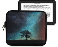 kwmobile Universele Cover voor eReader - Neopreen hoesje Sterrenstelsel en Boom design blauw / grijs / zwart -