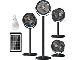 Intrekbare staande circulatieventilator op zonne-energie, USB voeding, krachtige luchtstroom, 3-in-1 multifunctioneel, voor thuisgebruik en buiten kamperen — afbeelding 1
