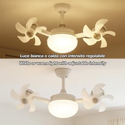 LED's Light Plafondventilator met lamp - Instelbare lichtkleur - Kroonluchter Ventilator - Plafondlampen met Ventilator & Lamp - Stille ventilator - Beste alternatief voor airco - Met remote - Voor slaapkamer,Woonkamer veranda - Wit — thumbnail 4