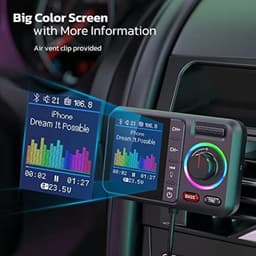 Namajunas - Bluetooth FM Transmitter - Bluetooth-Adapter - Bluetooth V5.0 - groot scherm - ondersteunt handsfree bellen - Siri en Google - MP3-muziekweergave - subwoofer en TRE-uitbreiding - TF-kaart/AUX — thumbnail 3