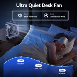 Casalora Ventilator - Tafelventilator Stil Geruisloos USB - Oplaadbaar & Draadloos - 100 Snelheden - Paars — thumbnail 5