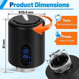 Radiator Thermostaat WiFi – Raamdetectie, Vorstbeveiliging en Kinderslot – Zwart – 3-pack — thumbnail 2