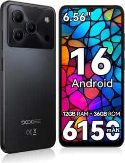 DOOGEE Note 56 Lite Smartphone - 6,56 Inch - 12GB(3+9) RAM - 32GB ROM - 6150 mAh - Android 16 - Met 3,5 mm hoofdtelefoonaansluiting - Zwart — thumbnail 1