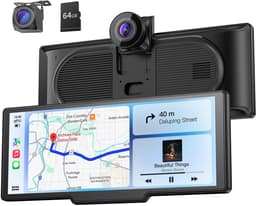 9,26 inch draadloos draagbaar Car Play display met 4K voor- en HD-achteruitrij-dual dashcam voor Apple CarPlay & - ShopVlot — thumbnail 1