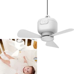 1 stuk - USB-plafondventilator - Drie instelbare snelheden - Bureauventilator - Tentventilator - 27 cm - Voor verkoeling binnen, op het bureau, buiten, in de tent en op reis - Wit — thumbnail 1