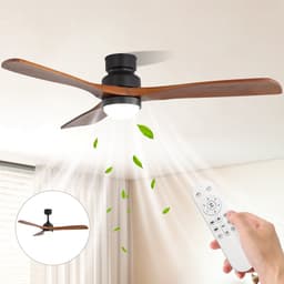 DESMIU Plafondventilator 132 Cm - Met LED-Verlichting, Dimbaar, Memoryfunctie En 6 Snelheden - Voor Woonkamer En Slaapkamer - Hout Zwart — thumbnail 2