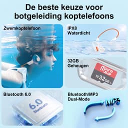X7S - Bone Conduction Headphone – Open-Ear Sport Oortjes – Sport Hoofdtelefoon – Bluetooth Koptelefoon – IPX8 Waterbestendig – Hardlopen & Fitness – Wit — thumbnail 4
