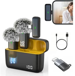 Veya Draadloze microfoon - Voor USB-C - Met iPhone adapter - Microfoon draadloos - Zwart - Ruisonderdrukking - Oplaadetui — thumbnail 1