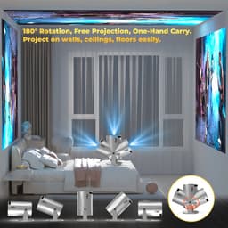 Mini Beamer met WiFi 6 & Bluetooth – Draagbare Projector met Android 11 – 1080p HD – 200 ANSI – 220° Draaibaar — thumbnail 3
