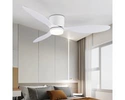 Plafondventilator - Met Verlichting - Plafond Ventilator - Met Lamp - Plafonniere Met Ventilator - Met Licht - Wit - 105cm