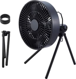 Campingventilator Met Statief – USB-C – 4 Snelheden – Oscillatie – Verstelbare Kanteling – Zwart — thumbnail 1