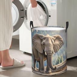 Wasbak Ronde Mand - Vuile Was Mand - Kleding Opbergen - Waterdichte Coating - 90L - Zwart — thumbnail 4
