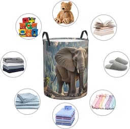 Wasbak Ronde Mand - Vuile Was Mand - Kleding Opbergen - Waterdichte Coating - 90L - Zwart — thumbnail 5