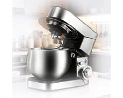 Standmixer Keukenmachine - Keukenmixer Deegmixer - Thuis Bakken - 6 Snelheden Kantelbaar - 5L Kom - Zilver Zwart
