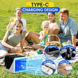 Sander Shop Draagbare airconditioning, 3-in-1, USB-waterkoeler, 500 ml, 3 snelheden, ledlicht, 7 kleuren, verdampingsairco, zonder buitenbuis, voor slaapkamer en kantoor — thumbnail 5