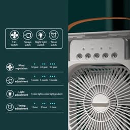 Draagbare luchtbevochtiger, airconditioner, mini-verdampingskoeler, LED-nachtlampje, luchtbevochtiger, waternevelventilator, geschikt voor kantoor en thuisgebruik (wit). — thumbnail 2