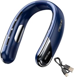 Oplaadbare draagbare nekventilator - 3000 mAh capaciteit, ventilator zonder bladen, blauwe koelventilator — thumbnail 1
