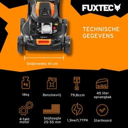Benzine Grasmaaier - Duwmaaier Gazonmaaier - Gazon Onderhoud - Lichtgewicht Ontwerp - 40cm Maaibreedte - Mat Zwart — thumbnail 3
