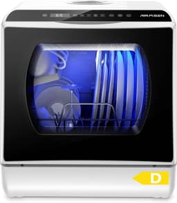 Tafelblad Vaatwasser - Compacte Afwasser - Keuken Reinigen - 6 Programma's Dubbele Inlaat - 4 Personen - Wit en Zwart — thumbnail 1