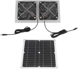 Zonnepaneel Ventilator Set - Dubbele Ventilatie - Ventilatie Buiten - Stille Waterdichte Motor - 33 x 33 x 5 cm — thumbnail 5