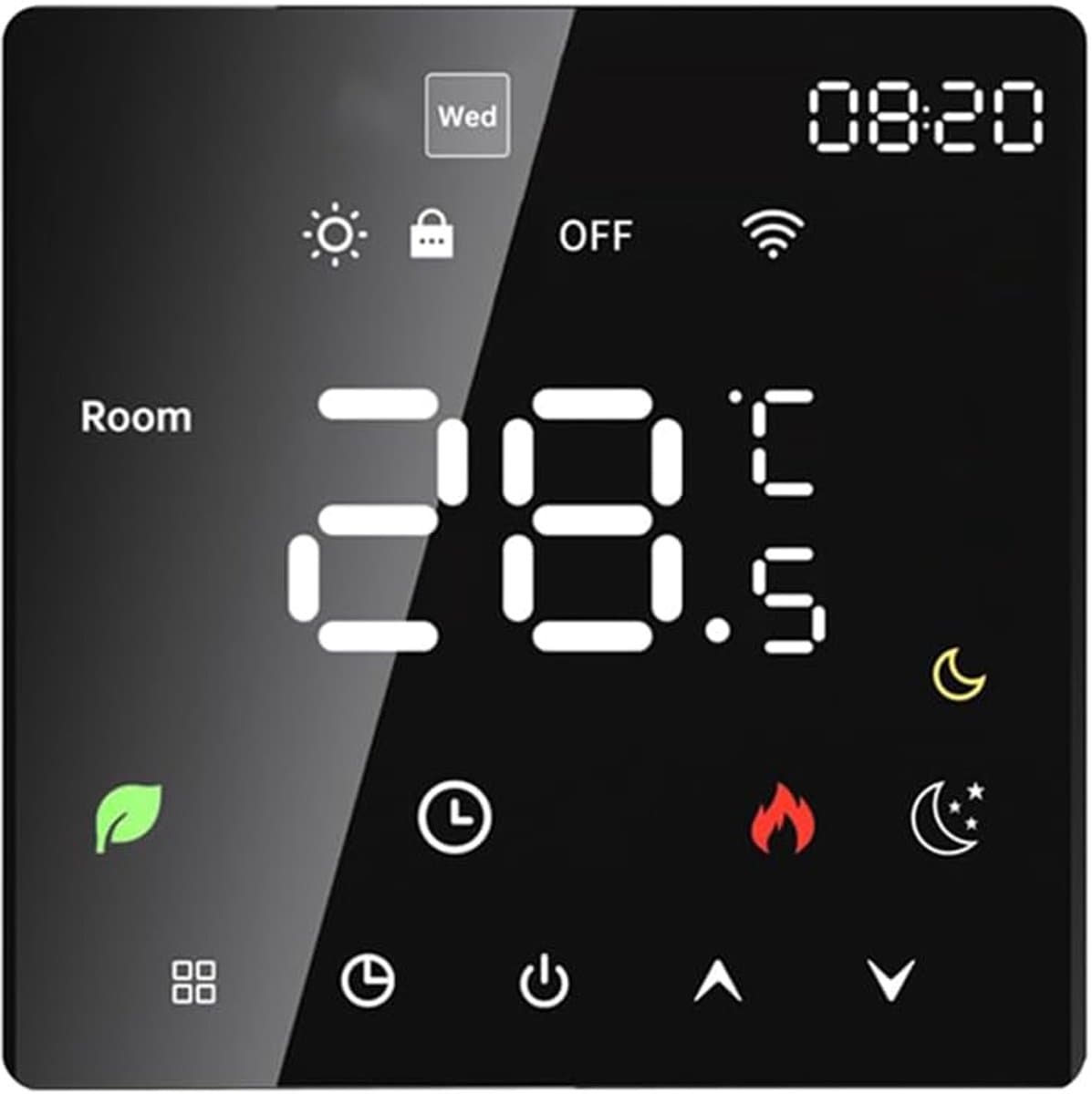 Slimme Thermostaat - Programmeerbare Thermostaat - Energie Besparen - LCD Touchscreen - 86 x 86 mm - Zwart — afbeelding 1