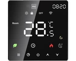 Slimme Thermostaat - Programmeerbare Thermostaat - Energie Besparen - LCD Touchscreen - 86 x 86 mm - Zwart