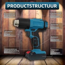 350 W Cordless Hot Air Gun Compatible with Ma-Kita 18 V Battery, 86-1022 °F Hot Air Gun for DIY Crafts, Includes 3 - ShopVlot — thumbnail 3