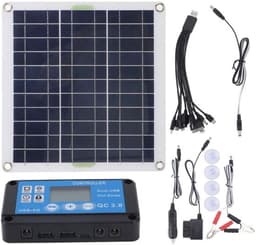 200W zonnepaneelset, efficiënte zonne-energieopwekking, veelzijdig en draagbaar, meerdere oplaadopties, blauwe controller OBD-stekker, snel opladen voor kamperen — thumbnail 1