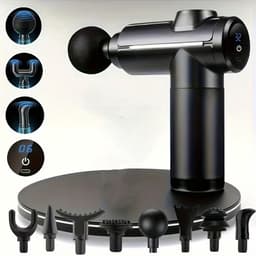 Massagepistool Met 32 ​​snelheidsniveaus LCD-Touchscreen 8 Opzetstukken Oplaadbaar En Draagbaar - 1200 mAh 30W Diepe Weefselpercussie - Voor Spierherstel En Pijnverlichting - Zwart — thumbnail 1
